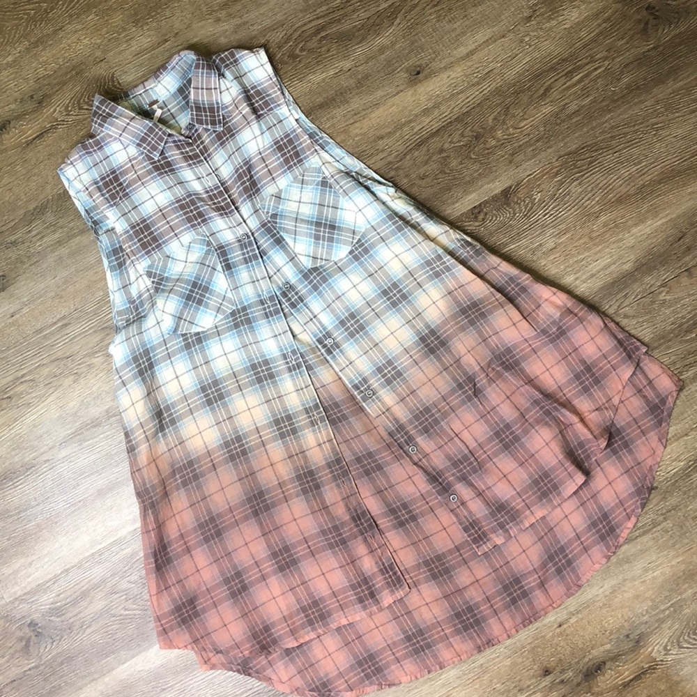 Free People Plaid ombré button up